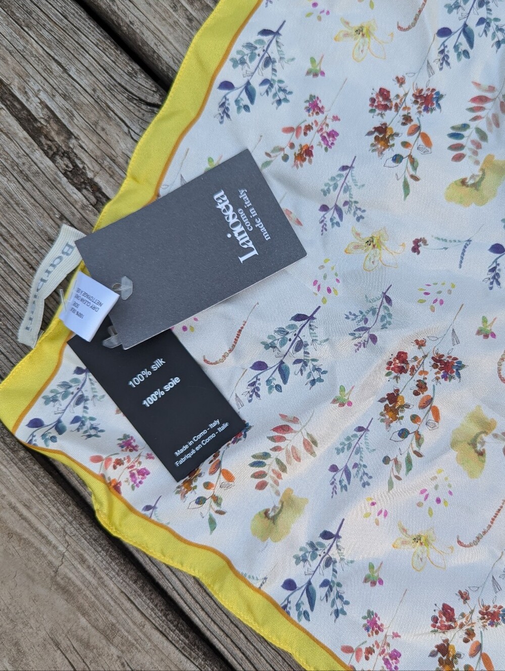 NWT Larioseta Como Barbieri Italian Floral  100% Silk Scarf 20”Made In Italy NEW